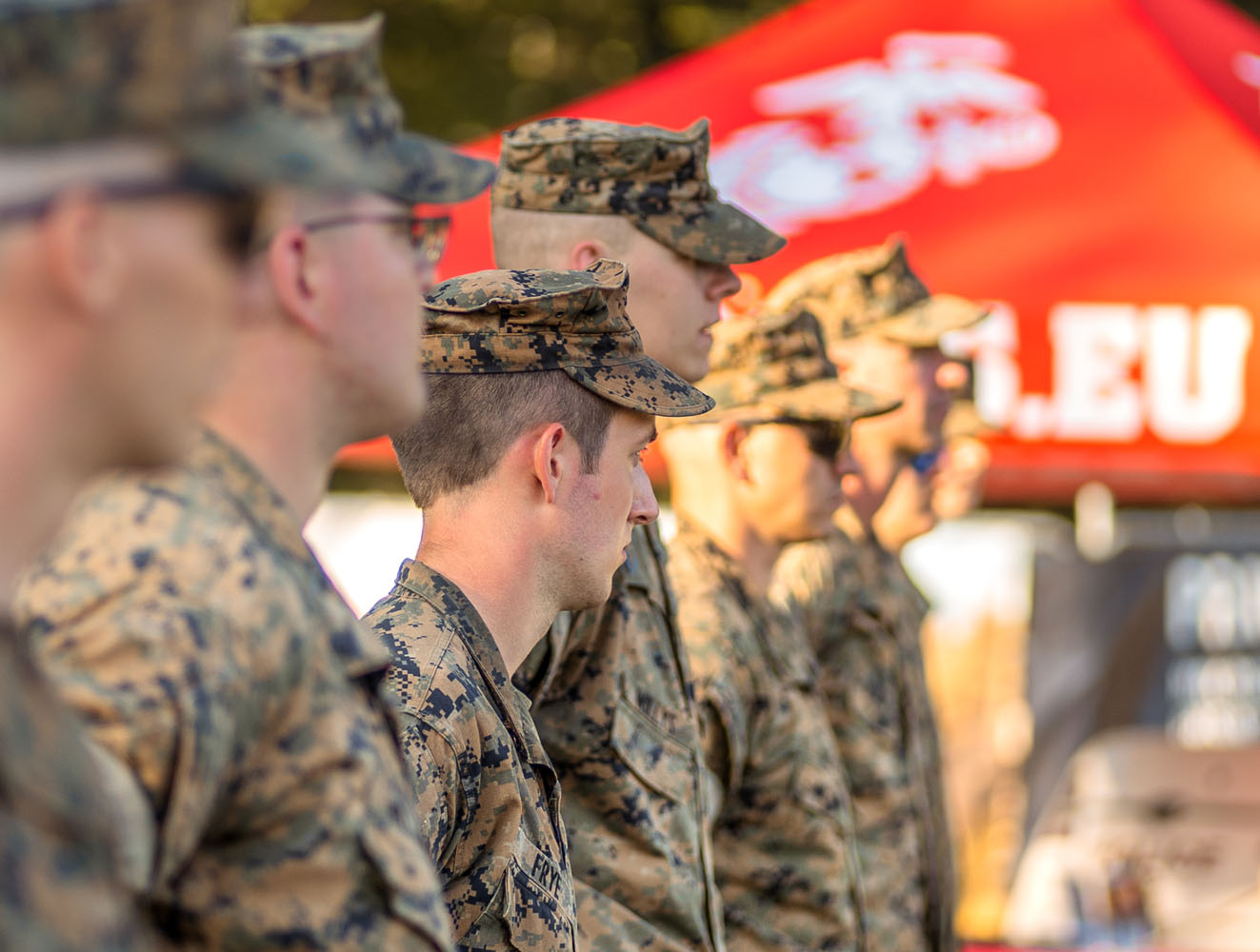 Marines Corps Reserve members standing in formation